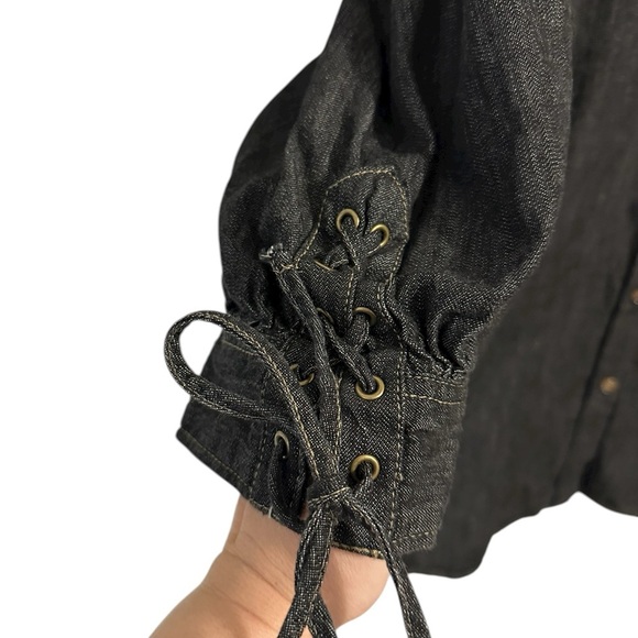 Lauren Ralph Lauren Black Button-Down Shirt
Denim Blouson-Sleeve Blouse Size 2X - Picture 9 of 9